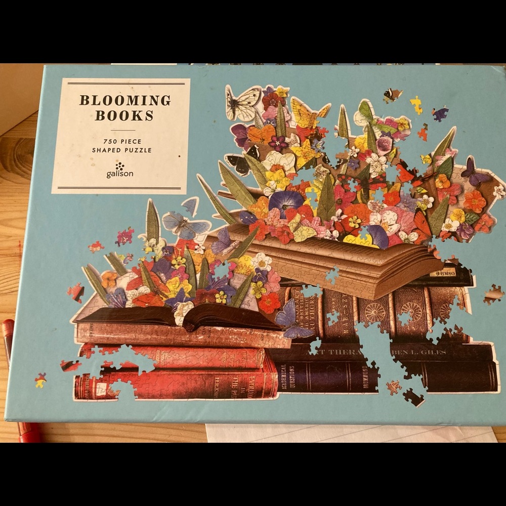 Galison Blooming Books Shaped Jigsaw Puzzle, 750 Pieces, 28.3 x 21'' Flowers
